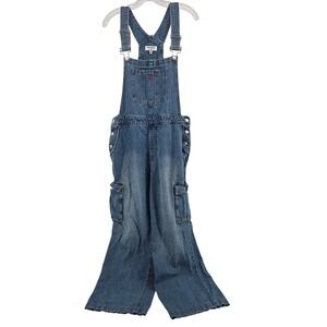 Juicy‎ Couture Womens Denim Cargo Overalls Medium Retro Wide Leg